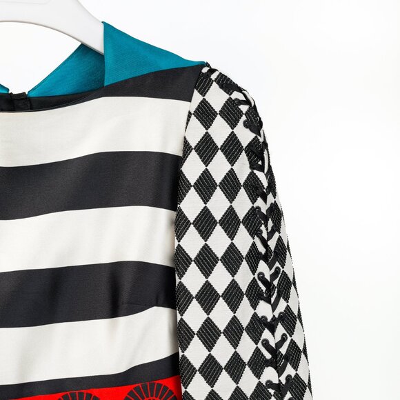 Aquilano Rimondi SS/13 Runway White & Black Multi-Pattern Silk Dress - Picture 5 of 14